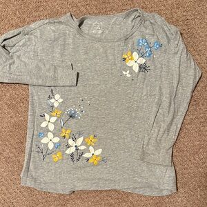 Carter's Gray Long Sleeve Tee with Floral Design